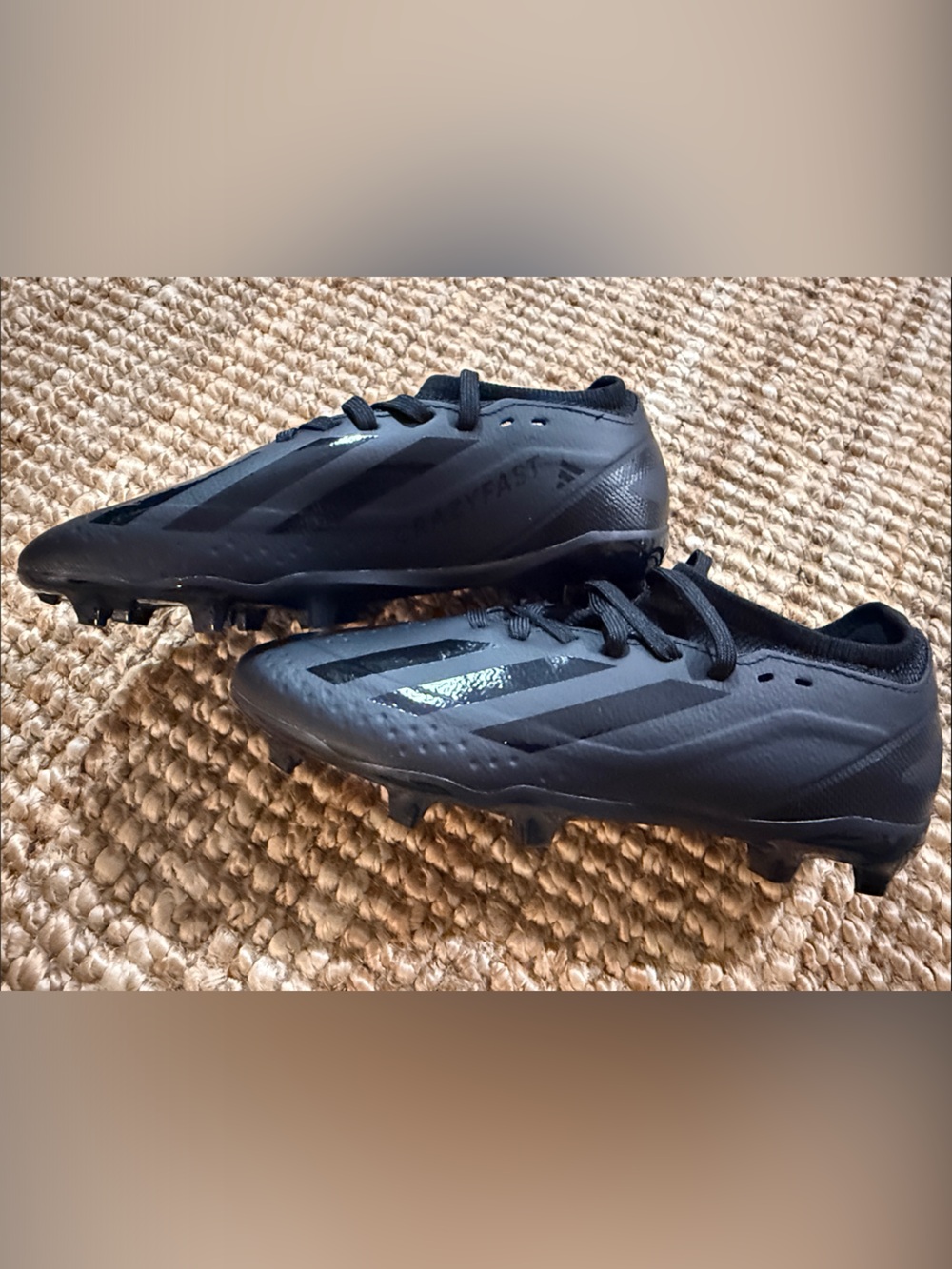 adidas boys Black Soccer Cleats with Subtle Three-Stripes never worn
